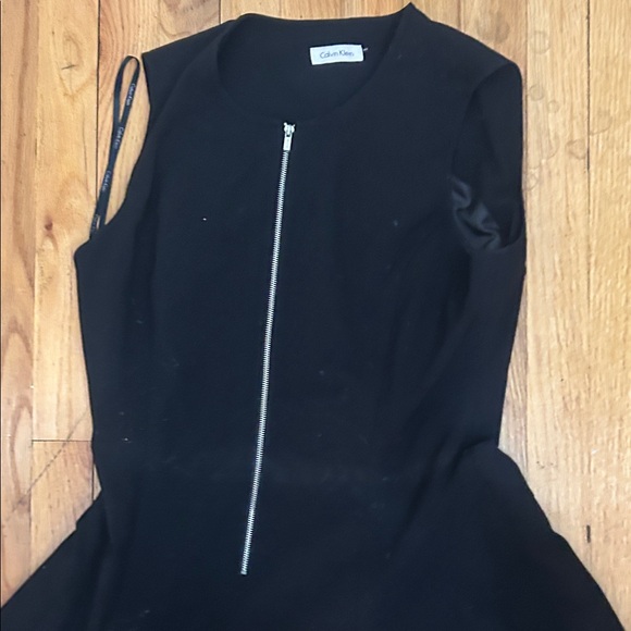 Calvin Klein Black Knee length dress with Silver Zipper. Logo on zipper. Size XL - Picture 5 of 6